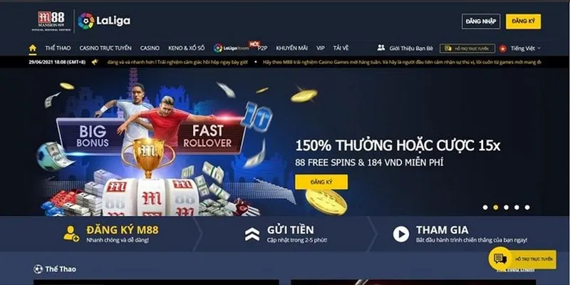 giao diện hiện đại tại M88
